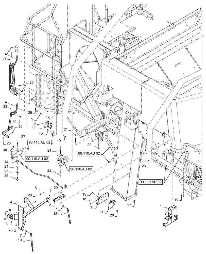 Схема запчастей Case IH 9240 - (90.110.AU[01]) - TRIM, BODY, RH (90) - PLATFORM, CAB, BODYWORK AND DECALS