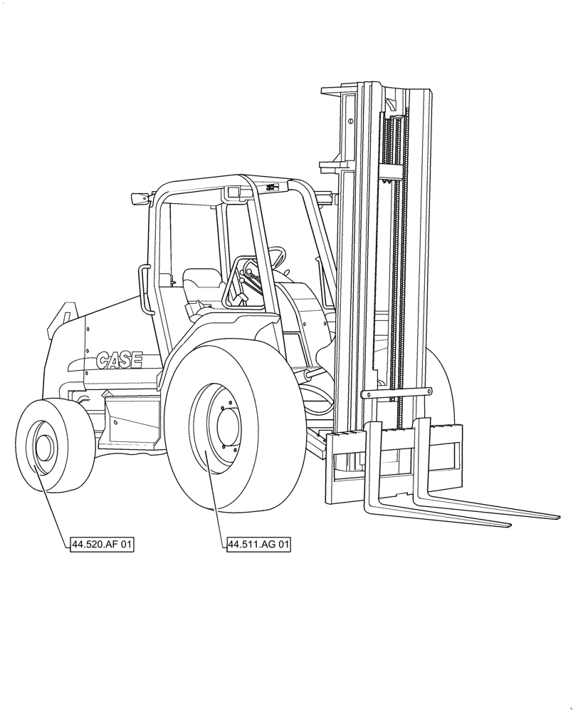 Схема запчастей Case IH 586H - (00.000.44) - PICTORIAL INDEX - WHEELS, 2WD (00) - GENERAL & PICTORIAL INDEX