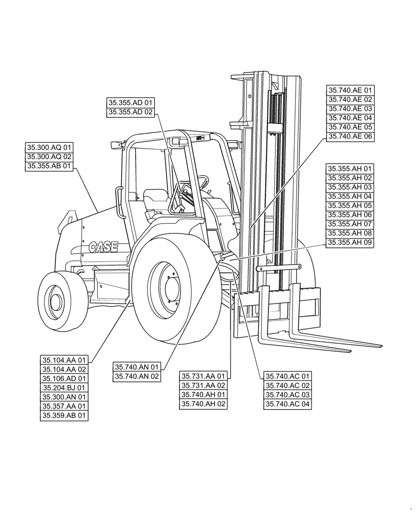 Схема запчастей Case IH 586H - (00.000.35) - PICTORIAL INDEX, HYDRAULIC SYSTEMS (00) - GENERAL & PICTORIAL INDEX