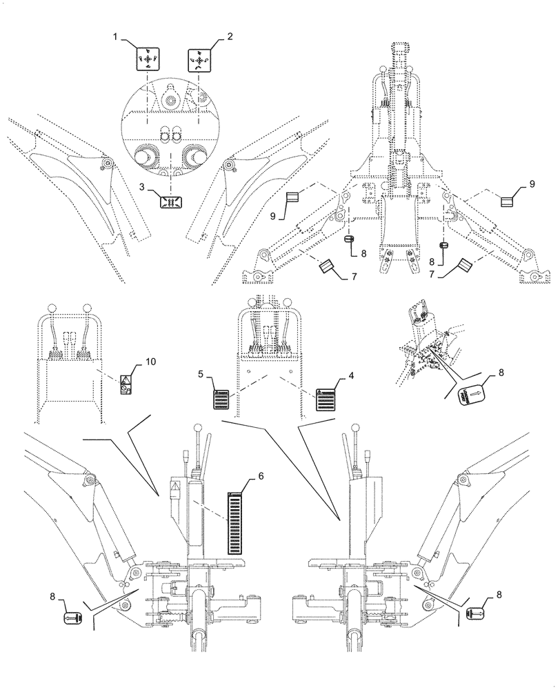 Схема запчастей Case IH BHA102 - (90.108.020) - WARNING DECALS (90) - PLATFORM, CAB, BODYWORK AND DECALS