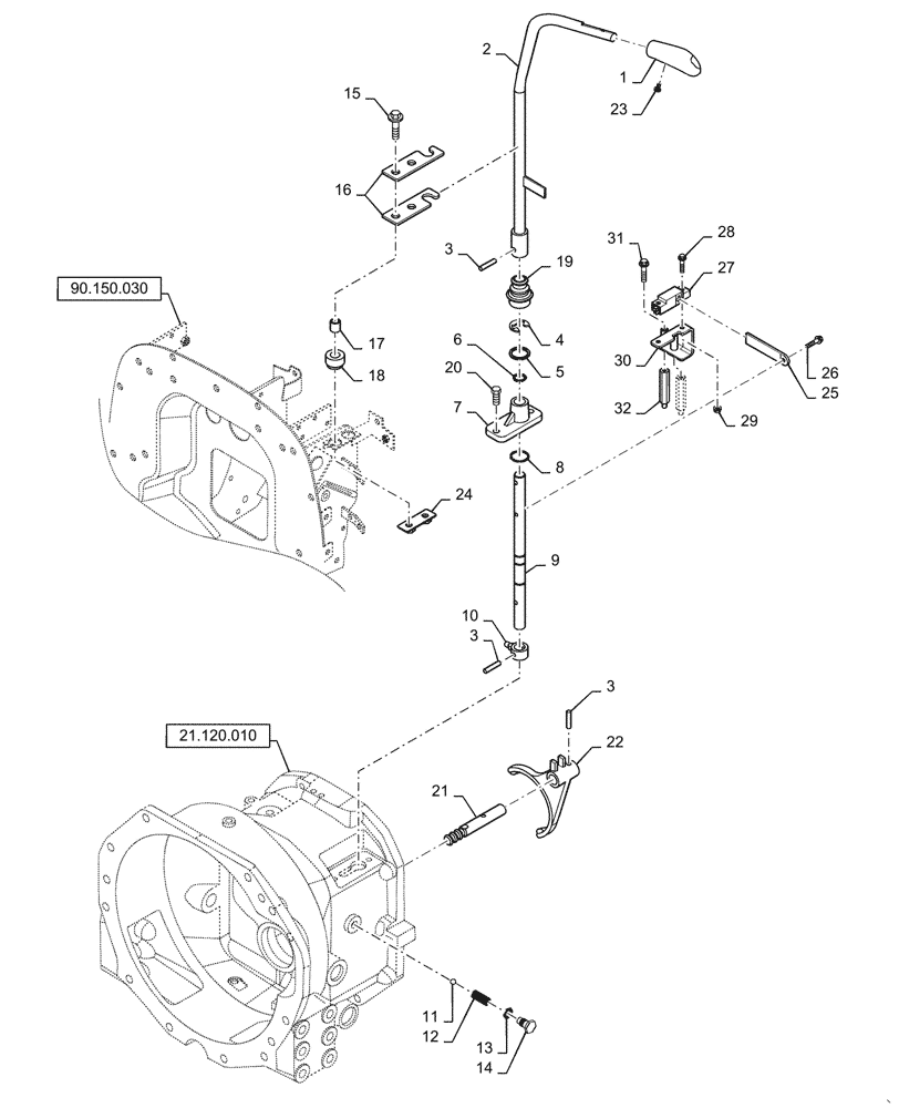Схема запчастей Case IH FARMALL 45C - (21.140.070) - SHIFTER FORK - FORWARD & REVERSE, MECHANICAL TRANSMISION (21) - TRANSMISSION