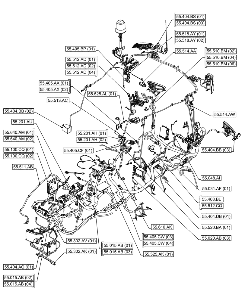 Схема запчастей Case IH FARMALL 115C - (00.000.55[03]) - PICTORIAL INDEX - ELECTRICAL SYSTEMS (00) - GENERAL & PICTORIAL INDEX