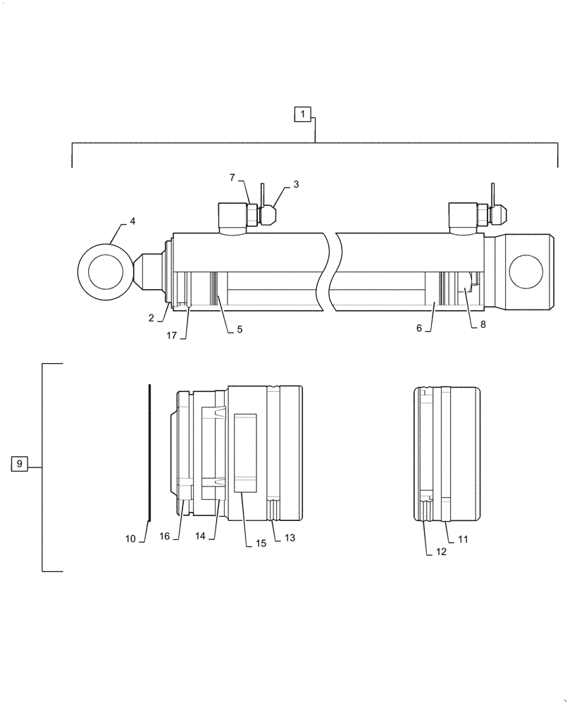 Схема запчастей Case IH BHA90 - (35.703.011) - STABILIZER HYDRAULIC CYLINDER (35) - HYDRAULIC SYSTEMS