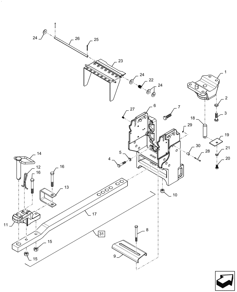 Схема запчастей Case IH MAGNUM 280 - (37.100.AA[06]) - VAR - 429389 - DRAWBAR, STANDARD CAT 3, STANDARD REAR AXLE (37) - HITCHES, DRAWBARS & IMPLEMENT COUPLINGS