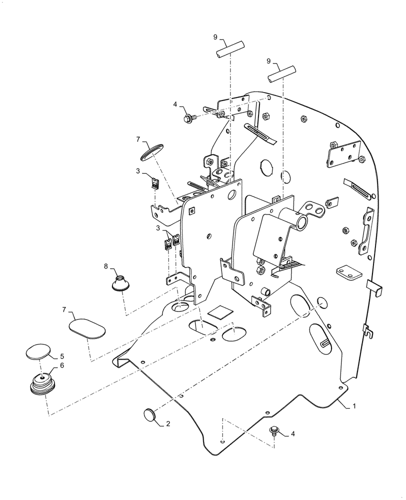 Схема запчастей Case IH FARMALL 45C - (90.150.040) - PEDAL FRAME, MECHANICAL TRANSMISSION (90) - PLATFORM, CAB, BODYWORK AND DECALS