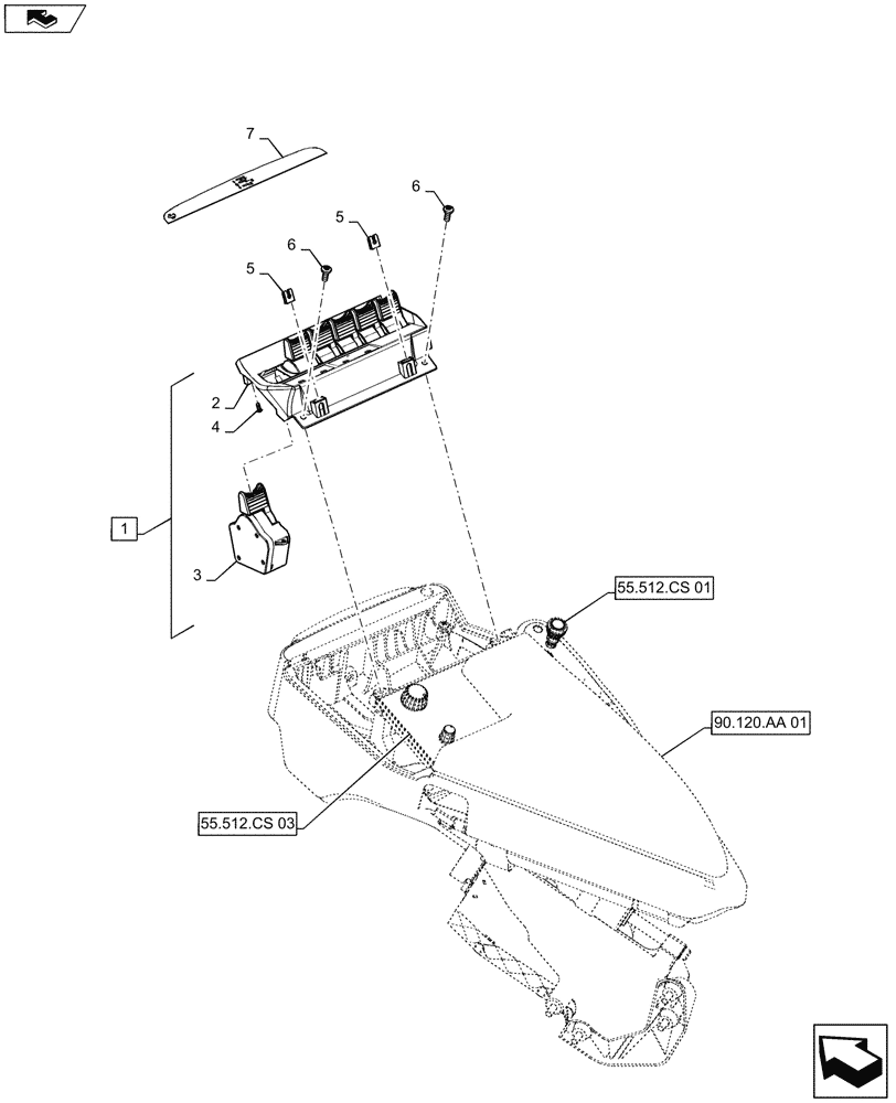 Схема запчастей Case IH STEIGER 400 - (55.512.CS[05]) - ARMREST CONTROLS - ELECTROHYDRAULIC REMOTE LEVERS, 6 REMOTES (55) - ELECTRICAL SYSTEMS
