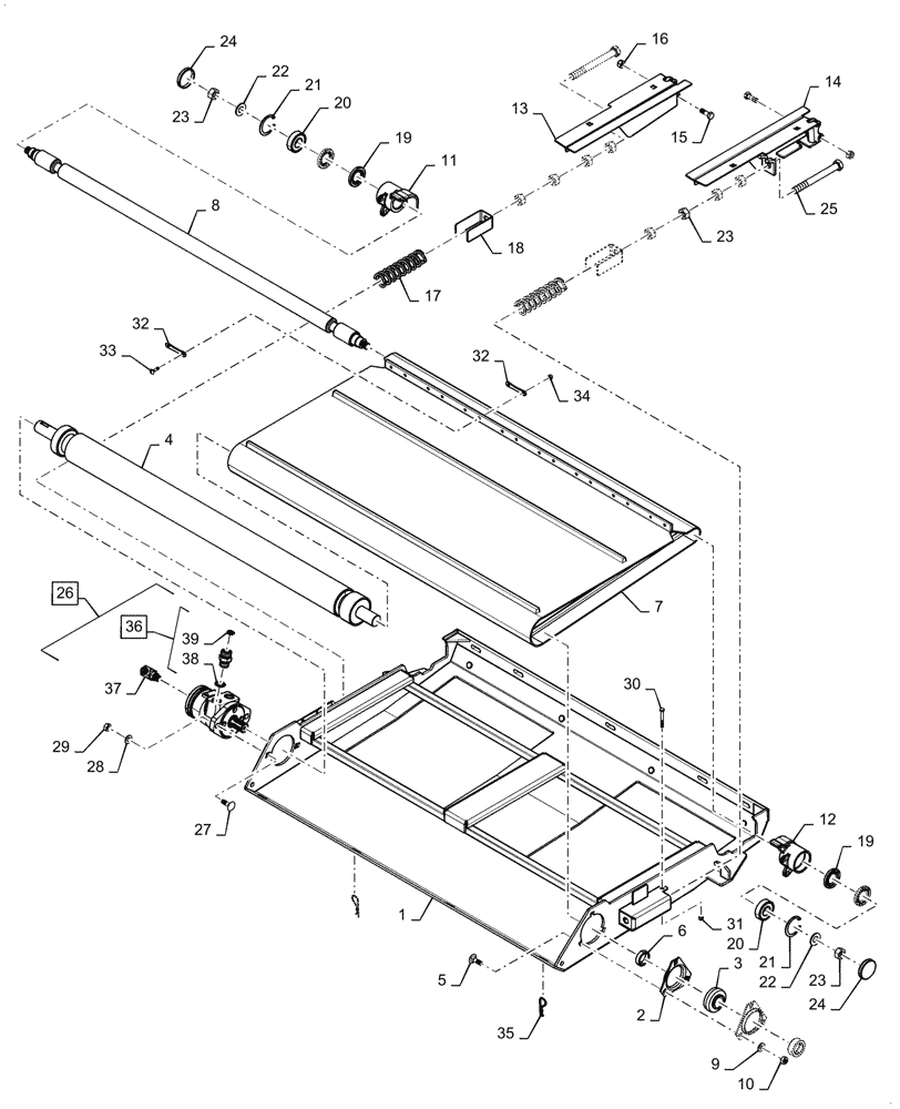 Схема запчастей Case IH 3162 - (58.115.02[02]) - FEEDER ASSY, LH, ASN YHH051300 (58) - ATTACHMENTS/HEADERS