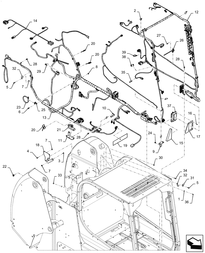 Схема запчастей Case IH SR250 - (55.101.AC[01]) - WIRE HARNESS & CONNECTOR, MECHANICAL CONTROLS (21-MAY-2015 THRU 13-NOV-2016) (55) - ELECTRICAL SYSTEMS