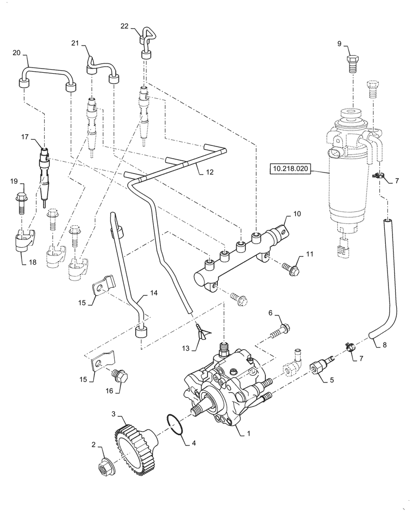 Схема запчастей Case IH FARMALL 40C - (10.218.010) - FUEL FILTER & FUEL TRANSFER PUMP (10) - ENGINE