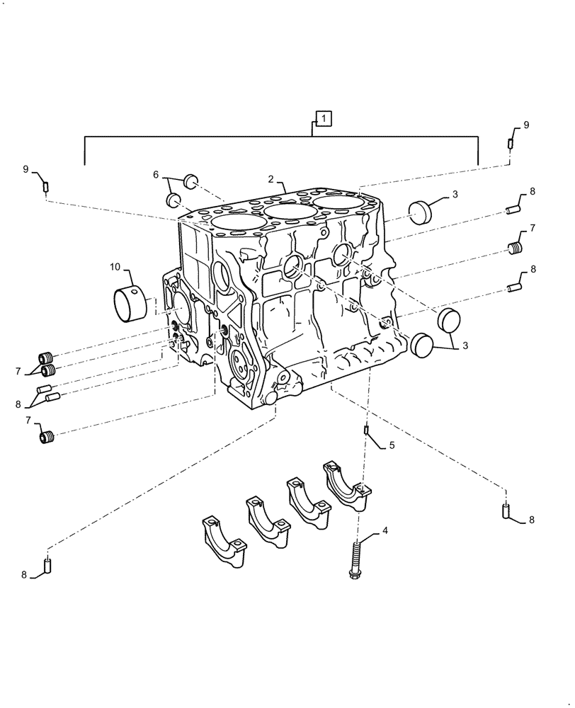 Схема запчастей Case IH FARMALL 45C - (10.001.010) - CRANKCASE ASSY (10) - ENGINE