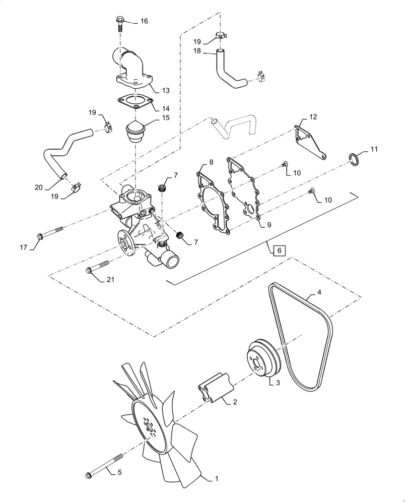 Схема запчастей Case IH FARMALL 40C - (10.400.020) - WATER PUMP & RELATED PARTS (10) - ENGINE
