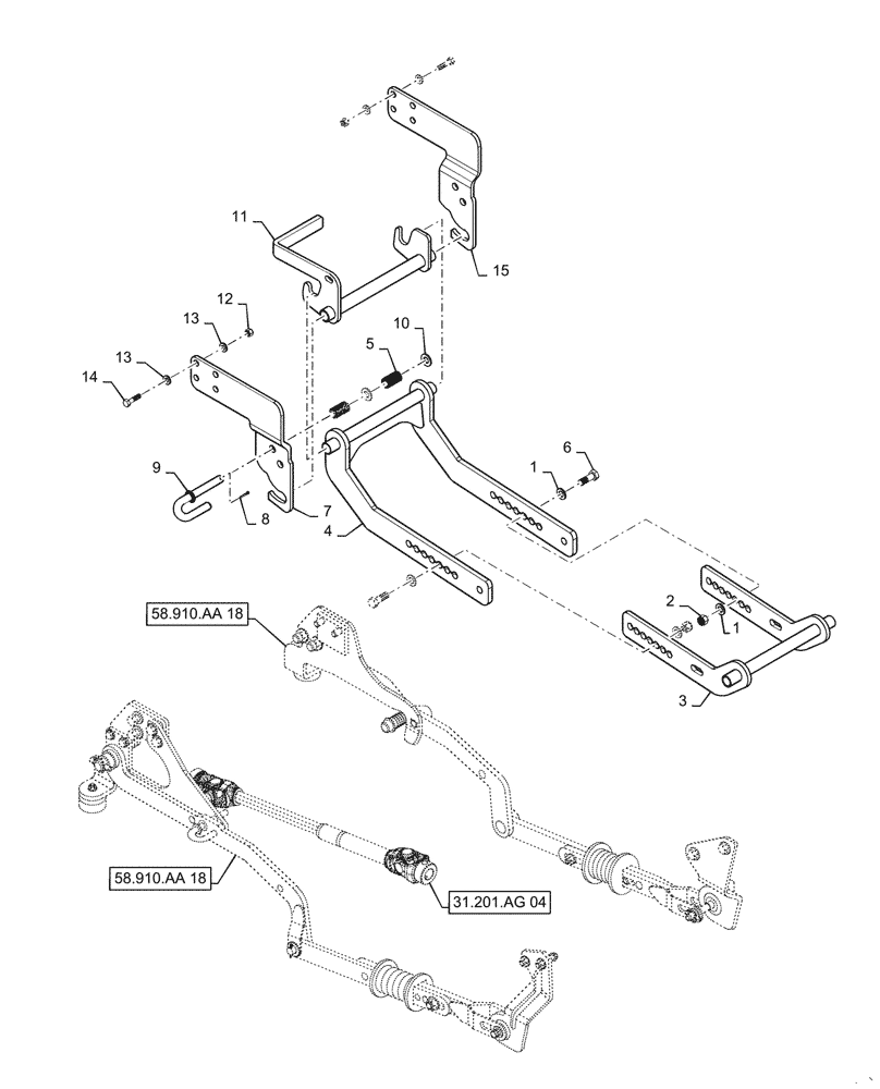 Схема запчастей Case IH MW272S - (58.910.AA[17]) - VAR - 717966286, 717966296 - MOWER DECK MOUNTING PARTS, 72", CL3, T4, REPWR (58) - ATTACHMENTS/HEADERS