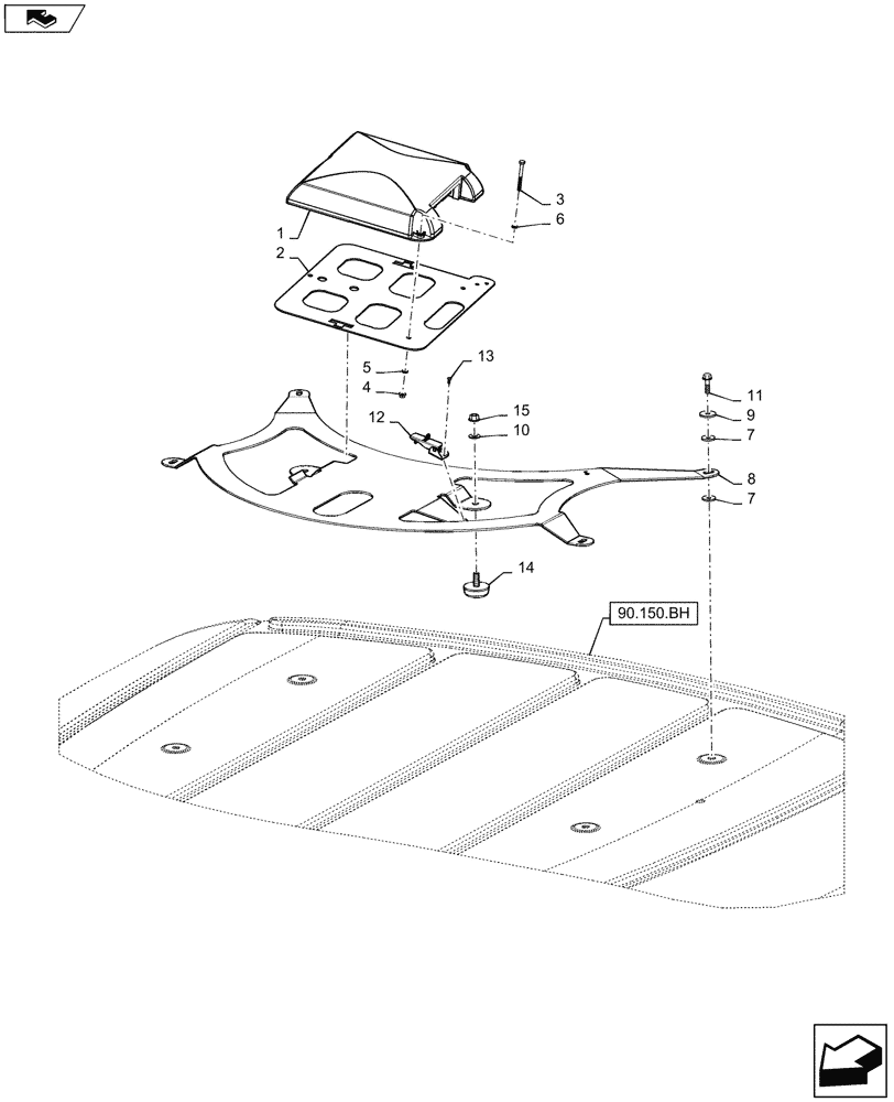 Схема запчастей Case IH WD1903 - (55.911.AB[02]) - GPS RECEIVER ANTENNA MOUNTING PARTS, HP/XP (55) - ELECTRICAL SYSTEMS