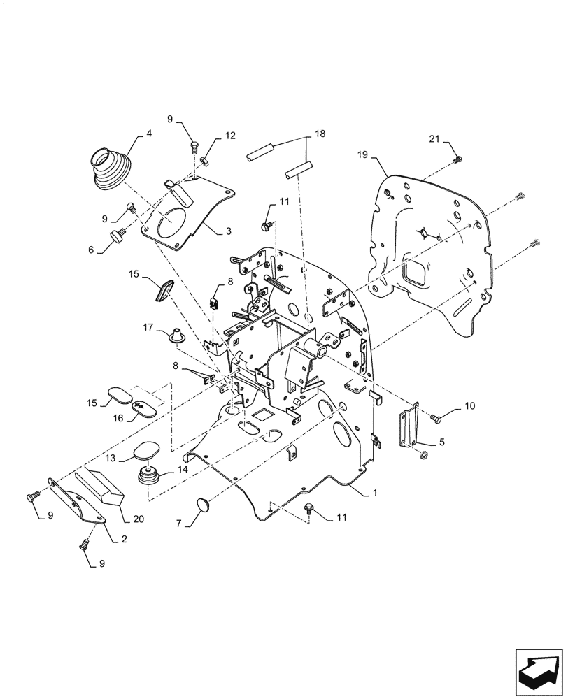 Схема запчастей Case IH FARMALL 45C - (90.150.040) - PEDAL FRAME - MECHANICAL TRANSMISSION (90) - PLATFORM, CAB, BODYWORK AND DECALS