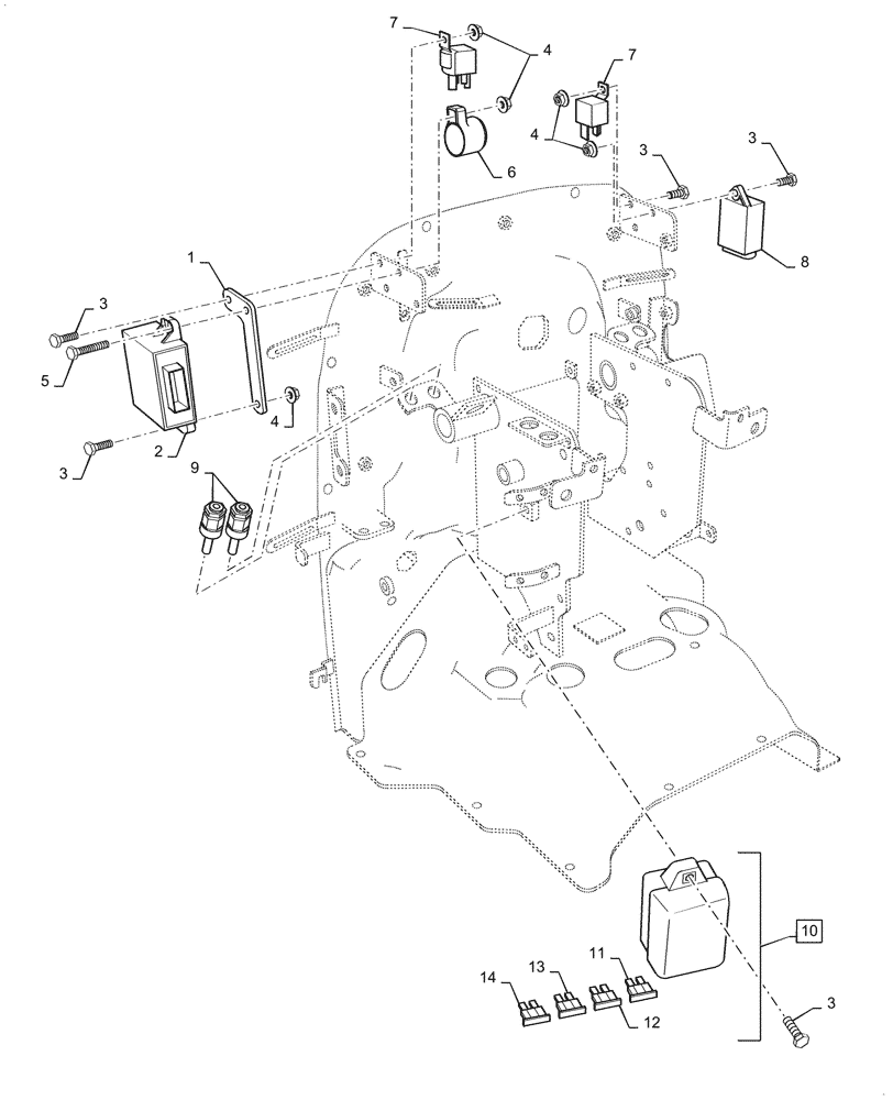 Схема запчастей Case IH FARMALL 45C - (55.100.040) - RELAY, FUSE BOX, HYDROSTATIC TRANSMISSION (55) - ELECTRICAL SYSTEMS