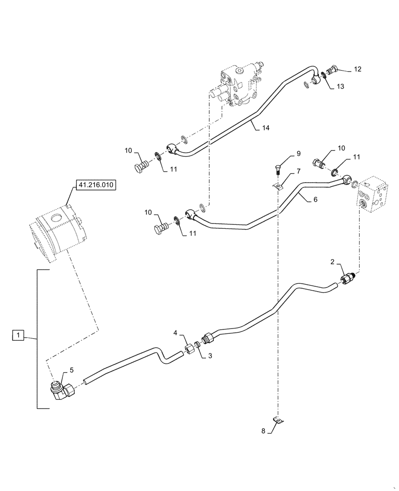 Схема запчастей Case IH FARMALL 55C - (35.300.010) - HYDRAULIC LINES, HYDROSTATIC TRANSMISSION (35) - HYDRAULIC SYSTEMS