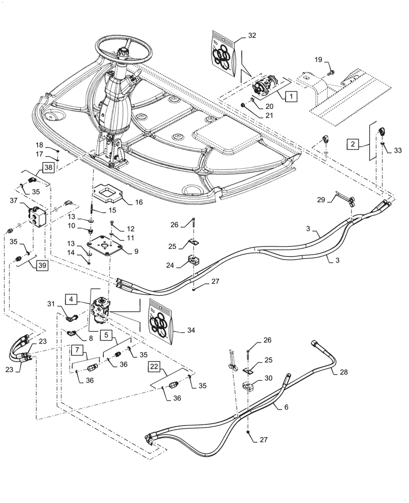 Схема запчастей Case IH WD2304 - (41.200.AE[05]) - STEERING ASSY, HYDRAULIC 6 CYLINDER, STANDARD SPEED, ASN YGG677501 (41) - STEERING