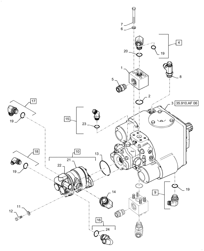 Схема запчастей Case IH WD2104 - (35.910.AF[03]) - PISTON PUMP, ASSY, ASN YGG677501 (35) - HYDRAULIC SYSTEMS
