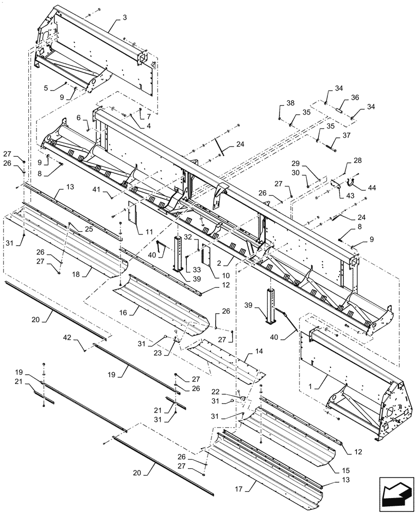 Схема запчастей Case IH 4416-30 - (39.100.AB[01]) - FRAME ASSY, ASN YGH632500 (39) - FRAMES AND BALLASTING