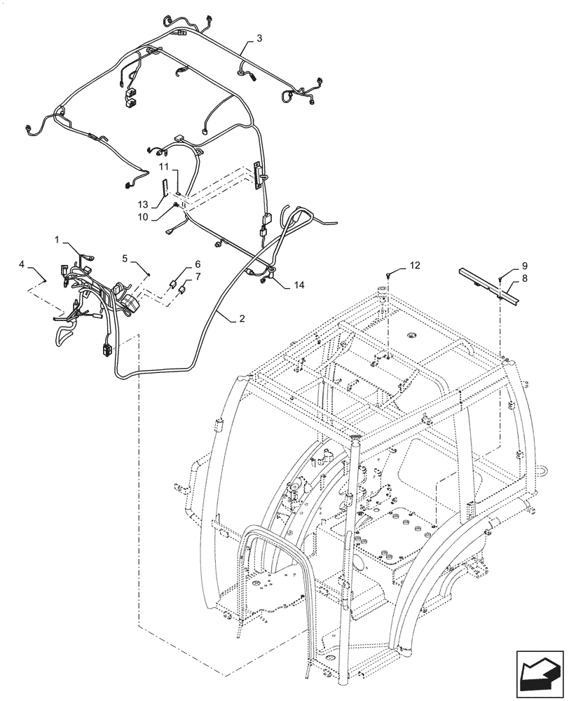 Схема запчастей Case IH FARMALL 40C - (55.100.010) - WIRE HARNESS, CAB (55) - ELECTRICAL SYSTEMS
