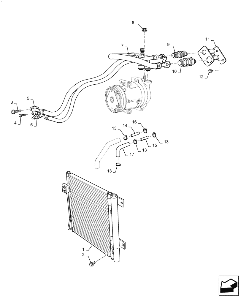 Схема запчастей Case IH FARMALL 55C - (50.200.020) - AIR CONDITIONING, A/C HOSE, CONDENSOR (50) - CAB CLIMATE CONTROL