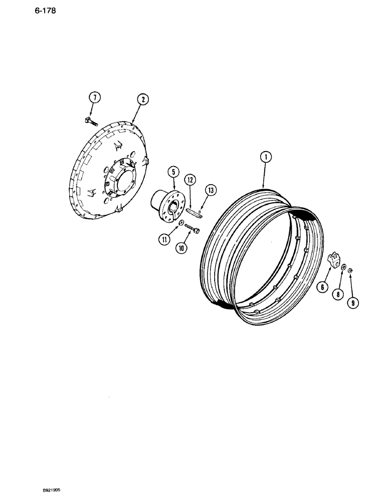 Схема запчастей Case IH 7120 - (6-178) - SOLID CAST REAR WHEELS, 38 AND 42 INCH RIMS, 7120 TRACTOR (06) - POWER TRAIN