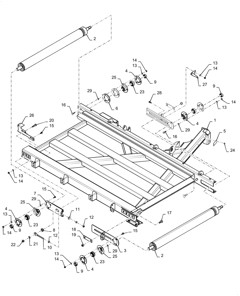 Схема запчастей Case IH DOUBLE WINDROW - (58.900.AG[03]) - ROLLER, BELT, ATTACHMENT ASN YHG800201 (58) - ATTACHMENTS/HEADERS