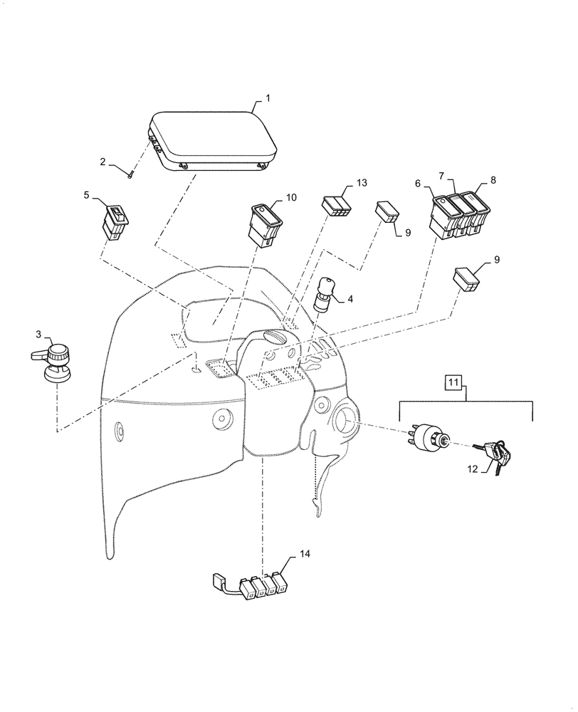 Схема запчастей Case IH FARMALL 45C - (55.785.010) - INSTRUMENT PANEL (55) - ELECTRICAL SYSTEMS