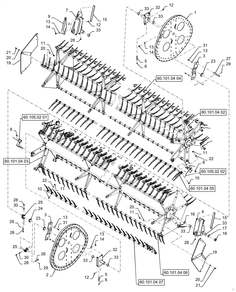 Схема запчастей Case IH 3152 - (60.101.04[01]) - REEL ASSY, 40FT CENTER DOUBLE CAM, ASN YHH051300 (60) - PRODUCT FEEDING