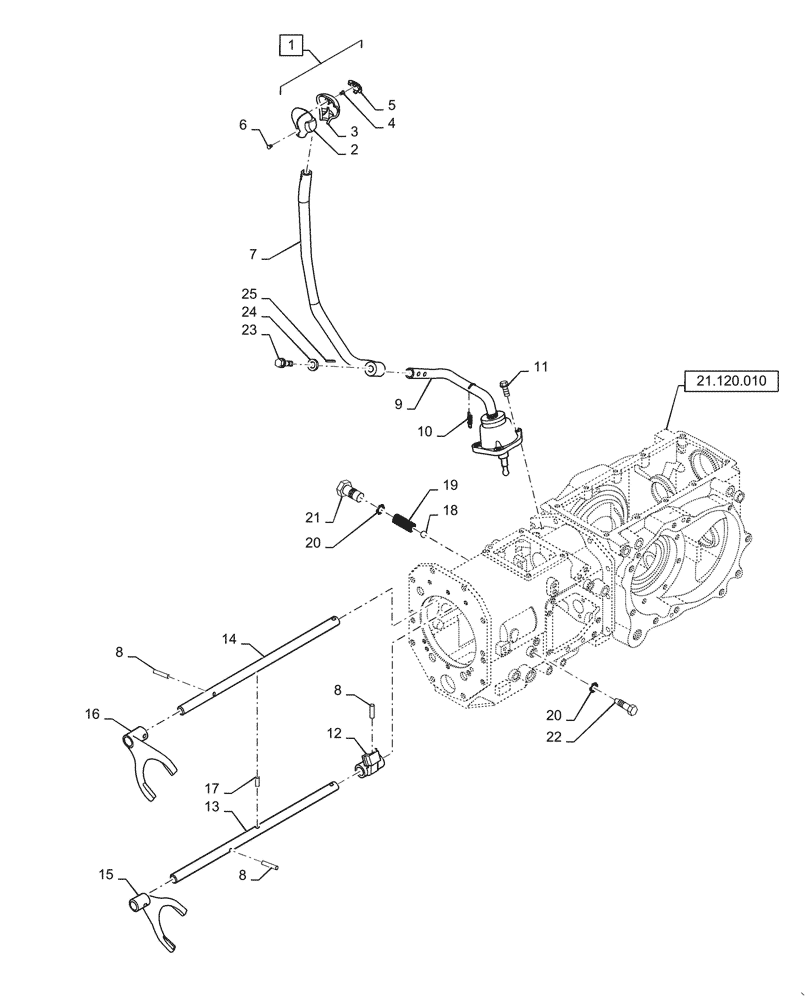 Схема запчастей Case IH FARMALL 45C - (21.140.080) - SHIFTER FORK, HYDROSTATIC TRANSMISSION, RANGE GEAR (21) - TRANSMISSION