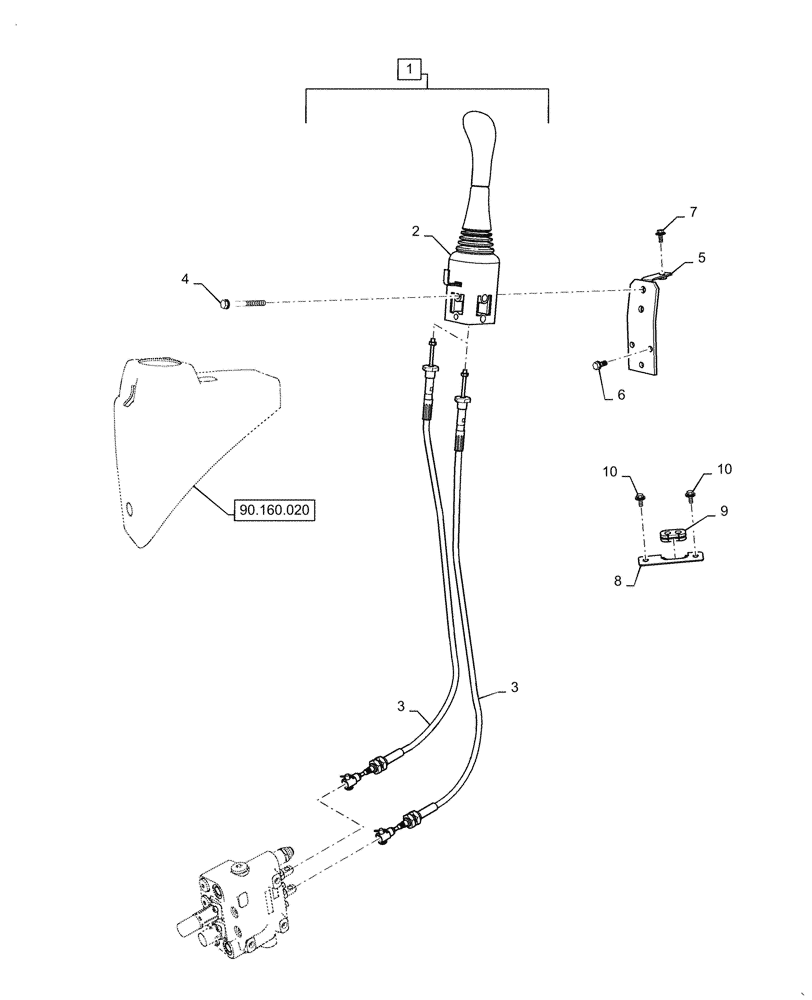 Схема запчастей Case IH FARMALL 45C - (35.355.010) - JOYSTICK & CABLE (35) - HYDRAULIC SYSTEMS