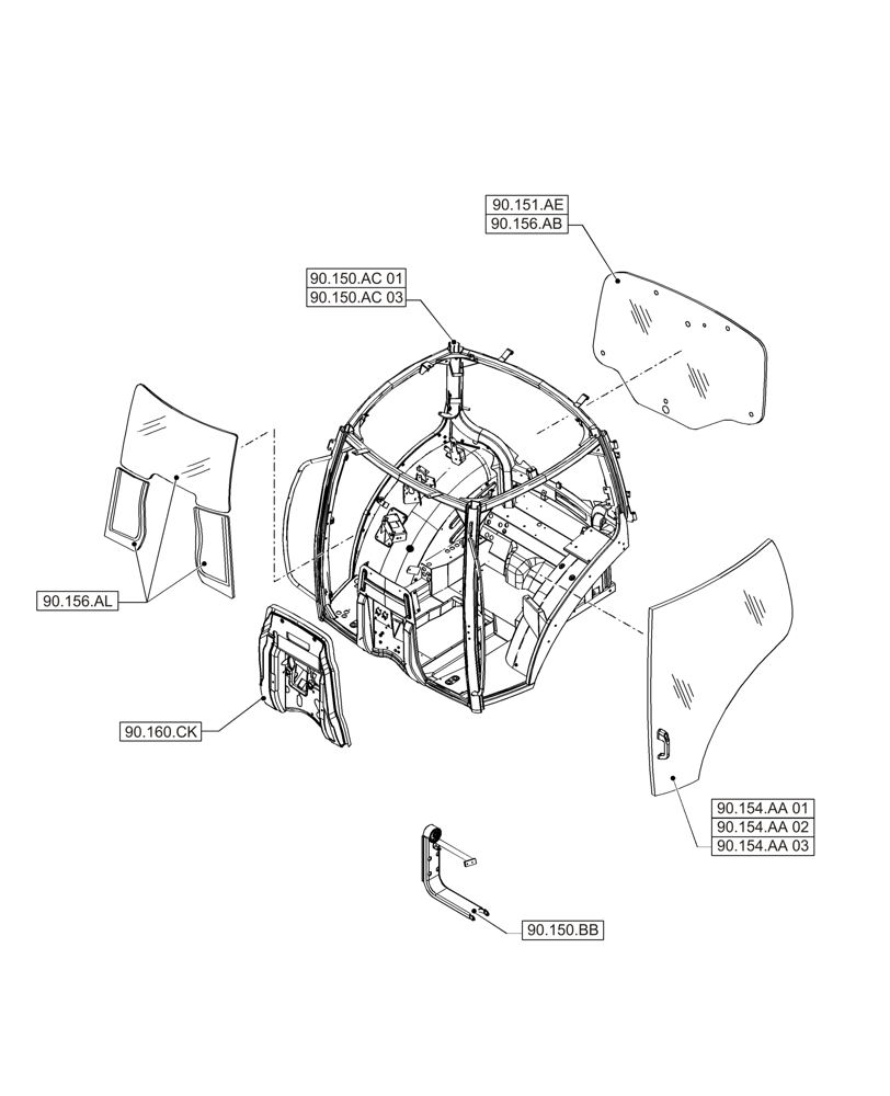 Схема запчастей Case IH PUMA 215 - (90.000.00[02]) - PICTORIAL INDEX - PLATFORM, CAB, BODYWORK AND DECALS (90) - PLATFORM, CAB, BODYWORK AND DECALS