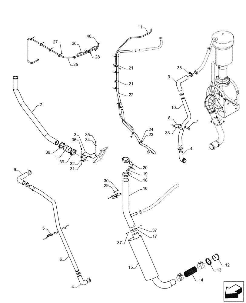 Схема запчастей Case IH A8800 - (10.310.AE[03]) - AFTERCOOLER LINE - MY-16 (10) - ENGINE