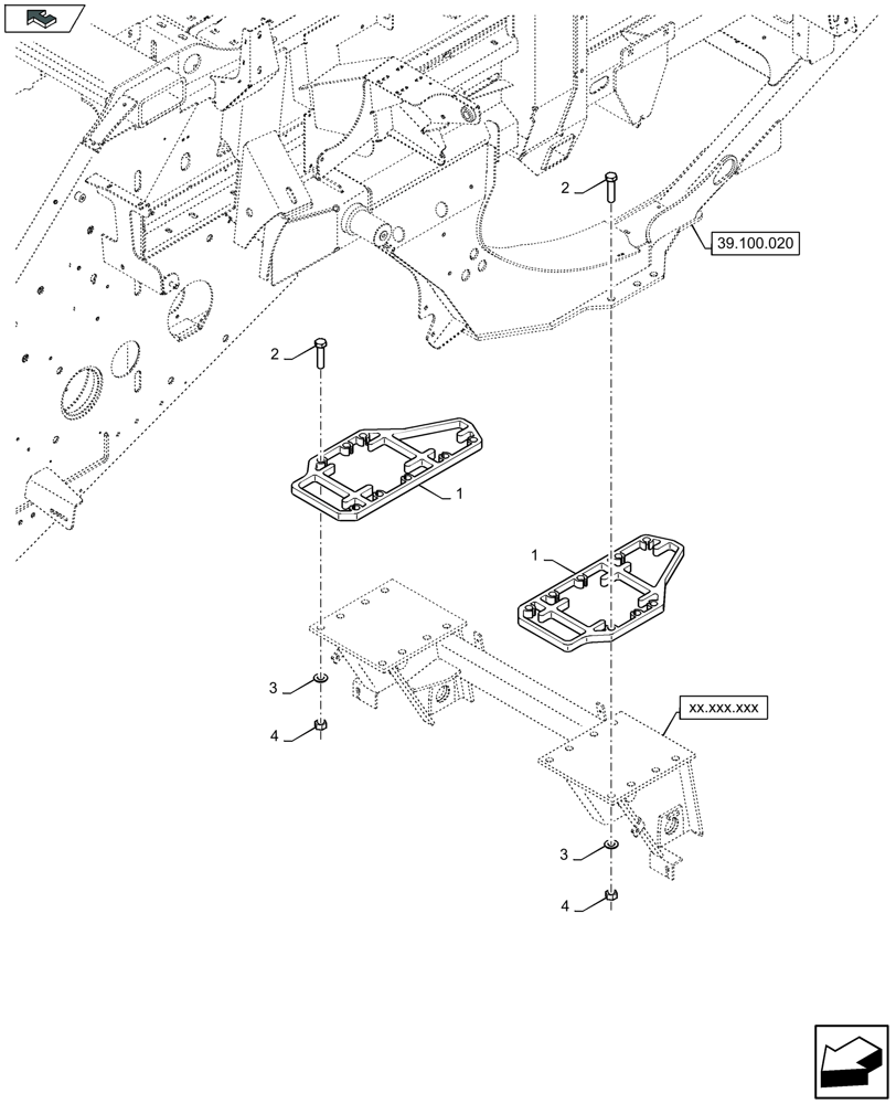 Схема запчастей Case IH LB424R XL - (27.500.105) - AXLE SPACER (27) - REAR AXLE SYSTEM