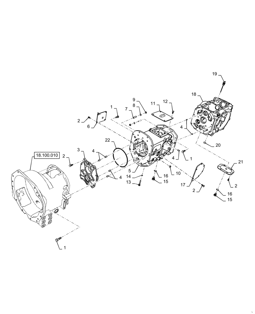 Схема запчастей Case IH FARMALL 45C - (21.120.020) - HYDROSTATIC TRANSMISSION, HOUSING (21) - TRANSMISSION