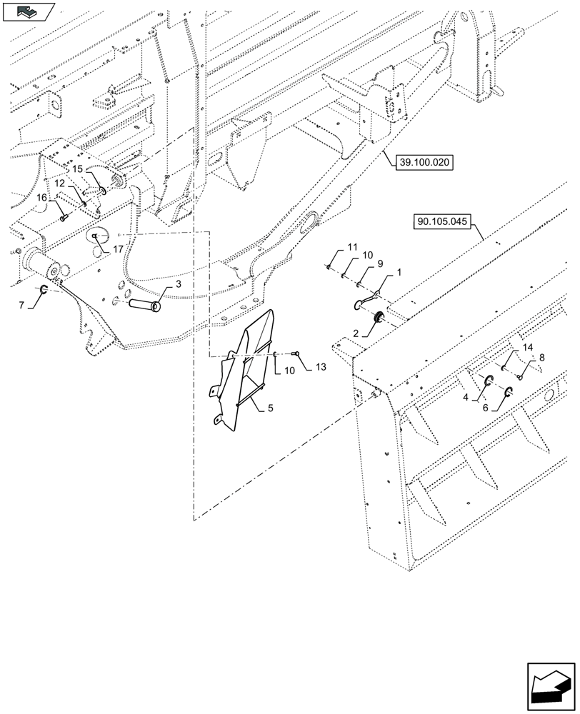 Схема запчастей Case IH LB424R XL - (90.105.055) - TWINE BOXES LH SUPPORT - C174 (90) - PLATFORM, CAB, BODYWORK AND DECALS
