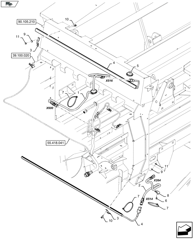 Схема запчастей Case IH LB424S XL - (55.404.080) - KNOTTER AND NEEDLE LIGHTS (55) - ELECTRICAL SYSTEMS