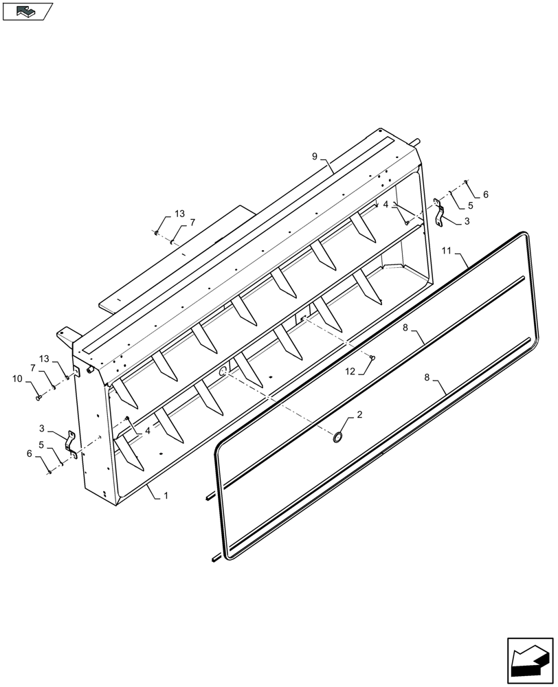 Схема запчастей Case IH LB424R XL - (90.105.045) - TWINE BOXES LH - C174 (90) - PLATFORM, CAB, BODYWORK AND DECALS