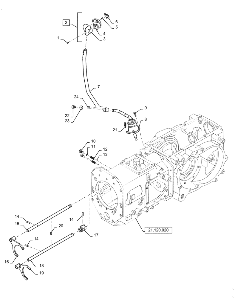 Схема запчастей Case IH FARMALL 45C - (21.140.060) - SHIFT LEVER & FORK, MAIN GEAR, MECHANICAL TRANSMISSION (21) - TRANSMISSION