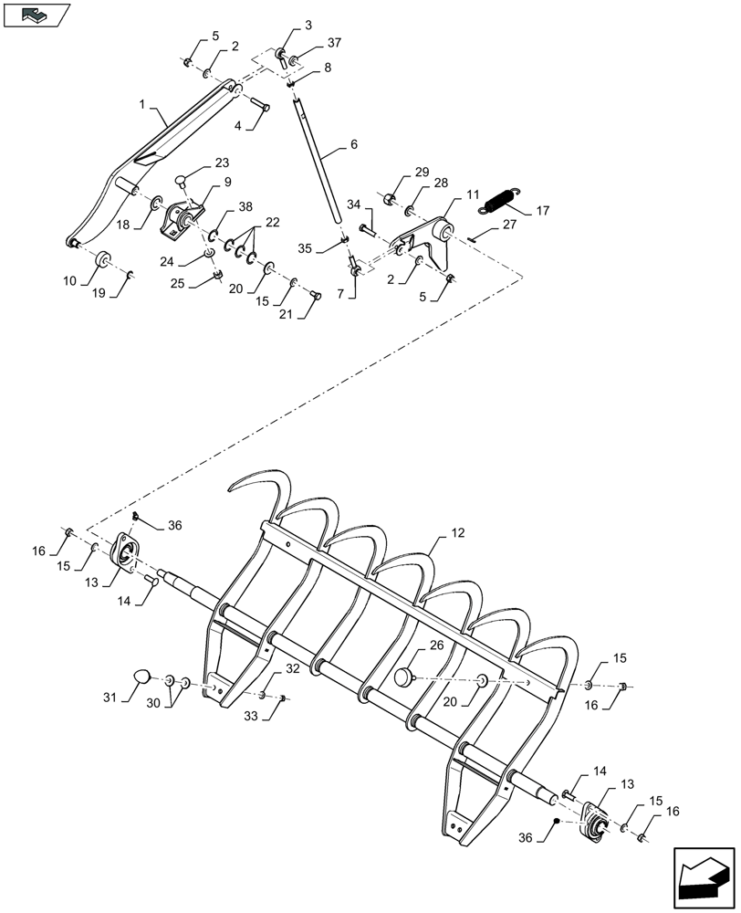 Схема запчастей Case IH LB434S XL - (60.280.015) - FEEDER RETAINER (60) - PRODUCT FEEDING