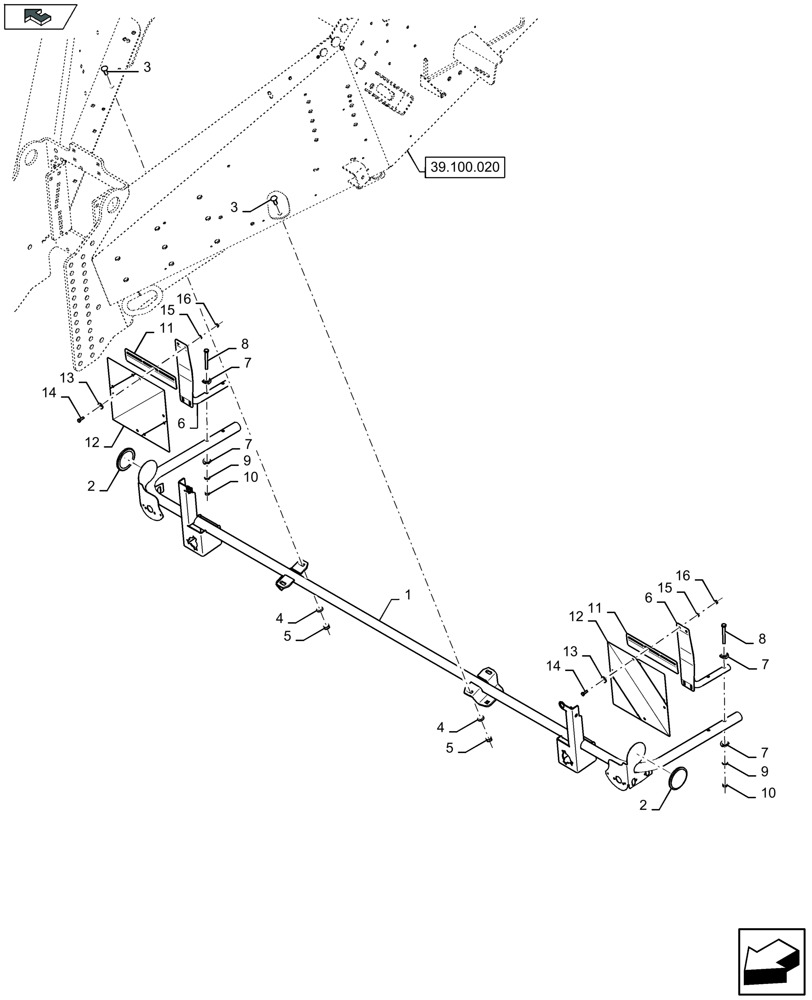 Схема запчастей Case IH LB424R XL - (90.118.080) - LIGHTS ARMS, RAIL - C167 (90) - PLATFORM, CAB, BODYWORK AND DECALS