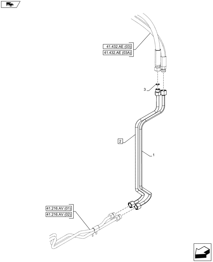 Схема запчастей Case IH MAXXUM 120 - (41.432.AC[04]) - VAR - 335077, 391658 - AUTOGUIDANCE, VALVE, STEERING LINE, FRONT AXLE (41) - STEERING