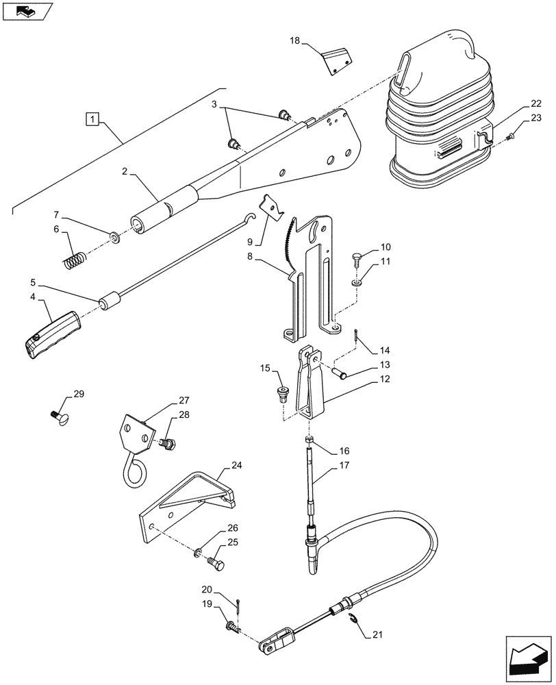 Схема запчастей Case IH MAXXUM 115 - (33.110.AJ[01A]) - VAR - 330658, 330709, 331658, 331659 + STD - HANDBRAKE CONTROL - D7435 (33) - BRAKES & CONTROLS