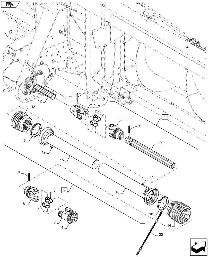 Схема запчастей Case IH 4408F-30 - (58.100.252) - POWER TAKE-OFF FOR 21 TOOTH SPLINE - D698 (58) - ATTACHMENTS/HEADERS