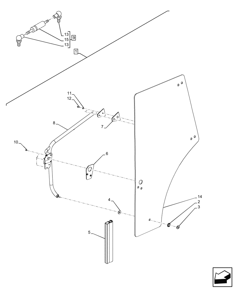 Схема запчастей Case IH JX95HC PLUS - (90.154.010) - STD + VAR - 391606 - CAB DOOR (90) - PLATFORM, CAB, BODYWORK AND DECALS