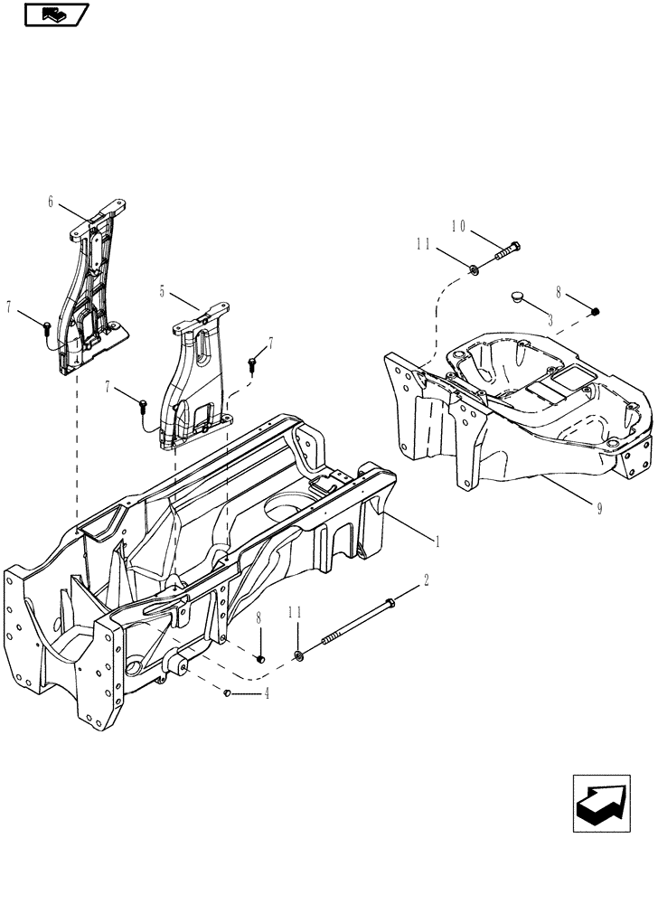 Схема запчастей Case IH MAGNUM 190 - (39.100.01) - FRONT FRAME (39) - FRAMES AND BALLASTING