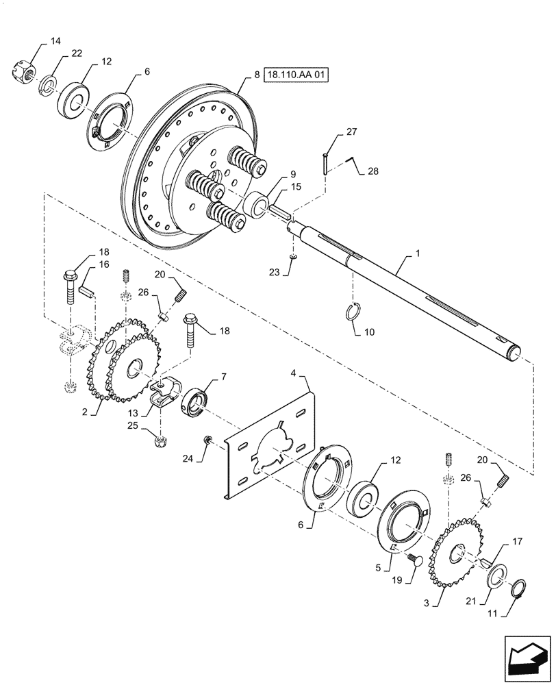 Схема запчастей Case IH 5088 - (74.140.AX[01]) - DRIVE ASSEMBLY, ELEVATOR JACKSHAFT, BSN Y9G001953 (74) - CLEANING