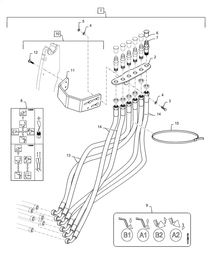 Схема запчастей Case IH L765 - (35.525.360) - VAR - 713739006 - 3RD FUNCTION, HYDRAULIC HOSE KIT (35) - HYDRAULIC SYSTEMS