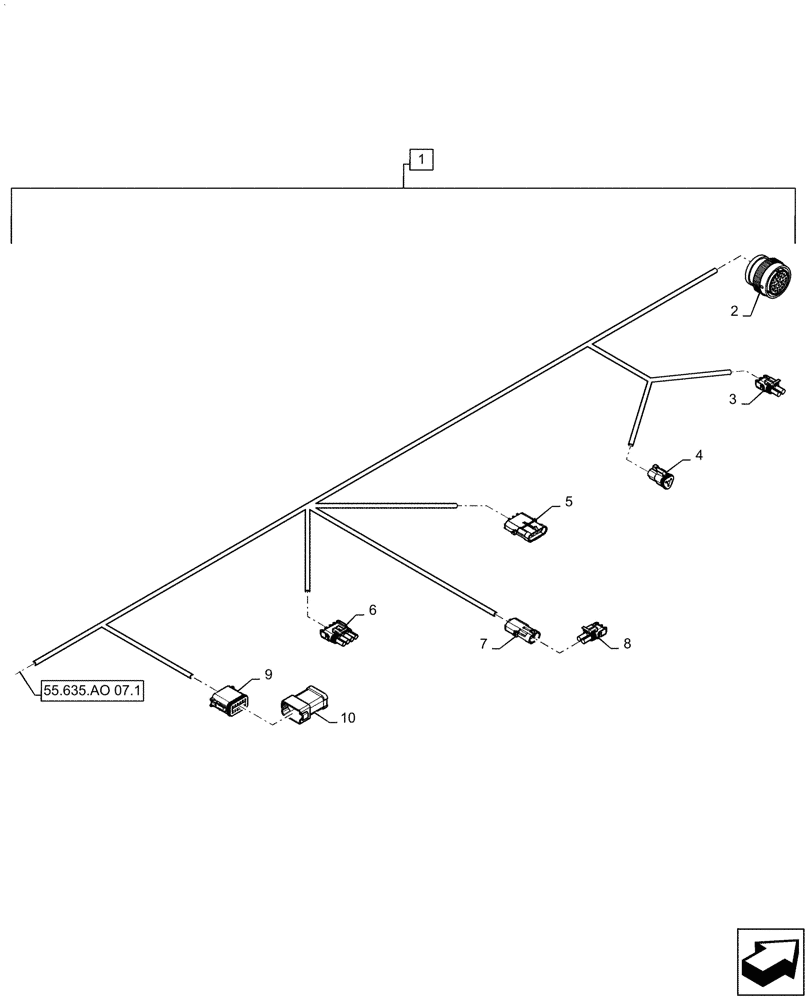 Схема запчастей Case IH PATRIOT 3340 - (55.635.AO[06.1]) - PRODUCT CONTROL FRAME HARNESS, FRONT HALF, ASN YGT044000 (55) - ELECTRICAL SYSTEMS
