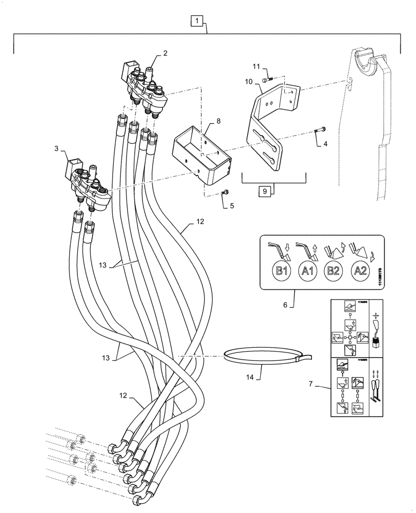 Схема запчастей Case IH L765 - (35.525.320) - VAR - 713735006 - 3RD FUNCTION, HYDRAULIC HOSE KIT (W/ MC4/MC2) (35) - HYDRAULIC SYSTEMS